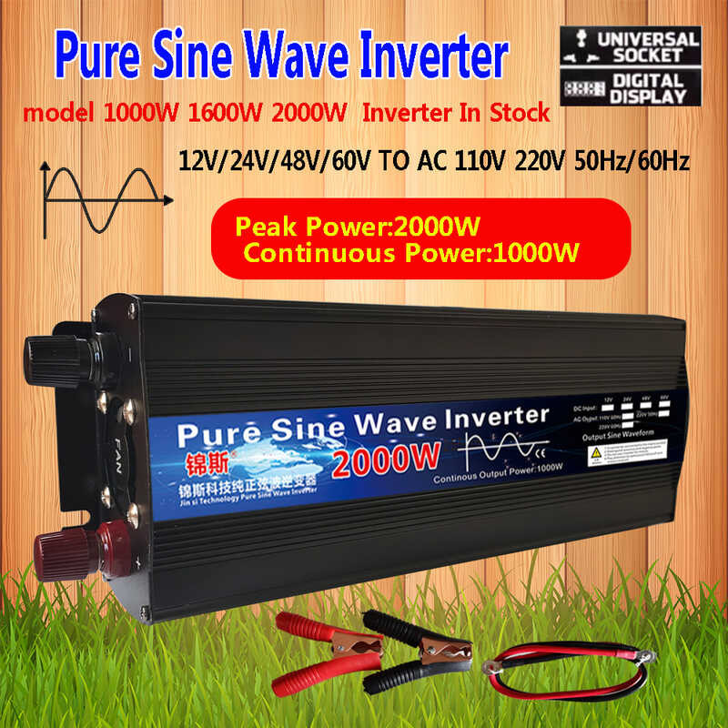 Pure Sine Wave DC 12V 24V AC 220V 110V 60Hz 1000W 1600W 2000W Power
