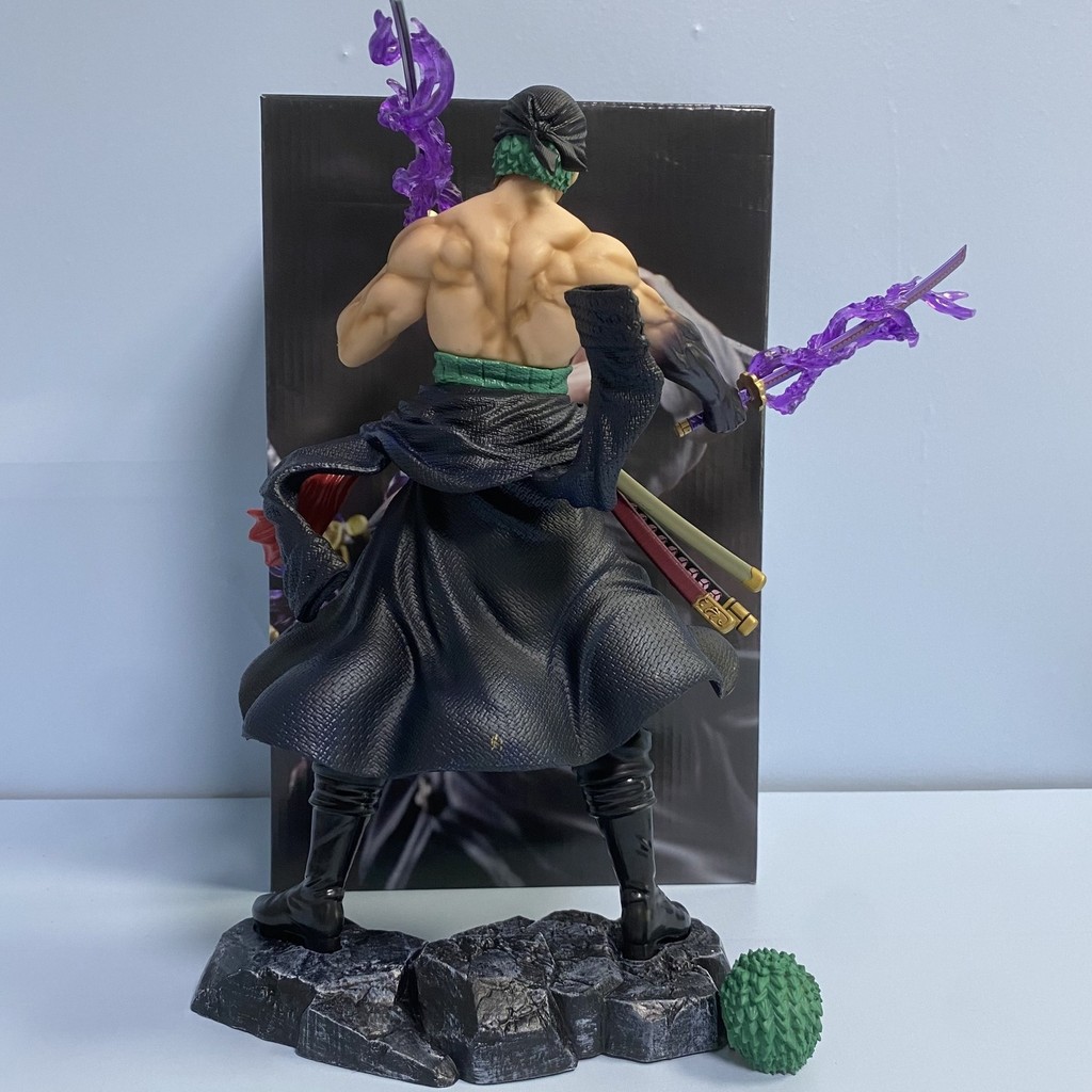 32Cm Anime One Piece Luffy Zoro Figure Three Knife W Battle Stance