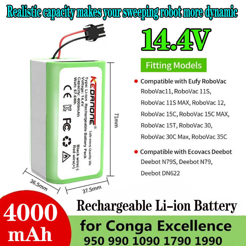 14.4V 4000Mah Battery For Eufy Robovac 15C 15T 25C 30 30C 35C MAX G10