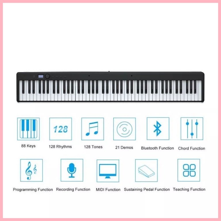 BX20 Portable 88Key Folding Electric Piano Keyboard Rechargeable