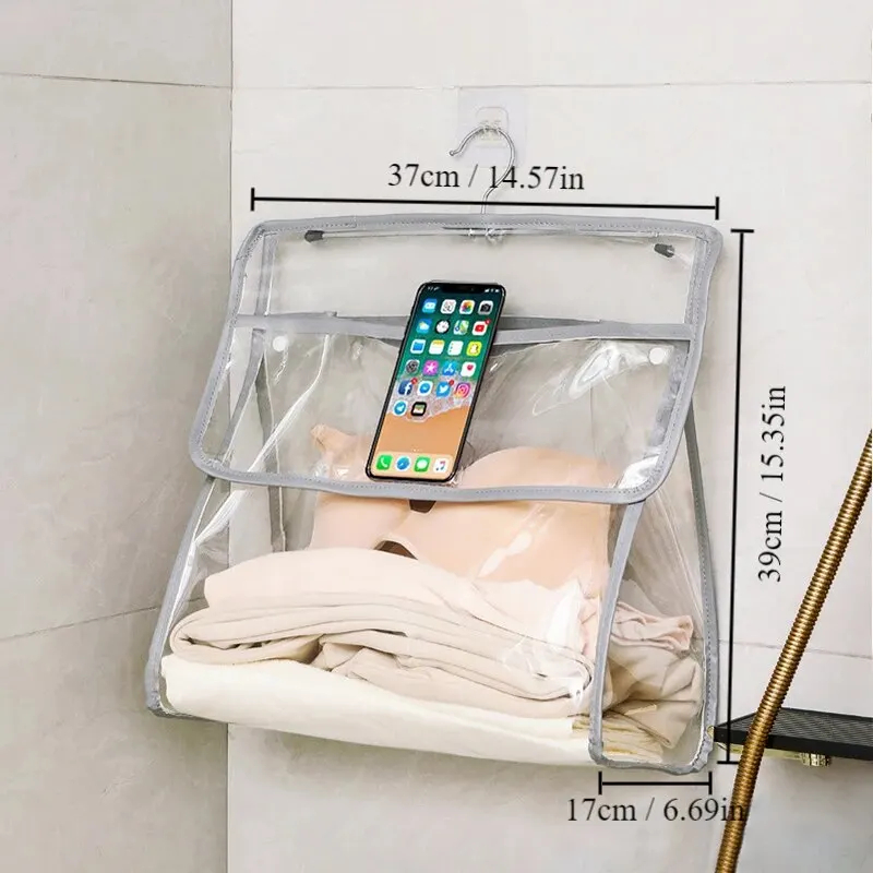 1pc Waterproof Hanging Bathroom Bag Mobile Phone Clothing Storage Bag