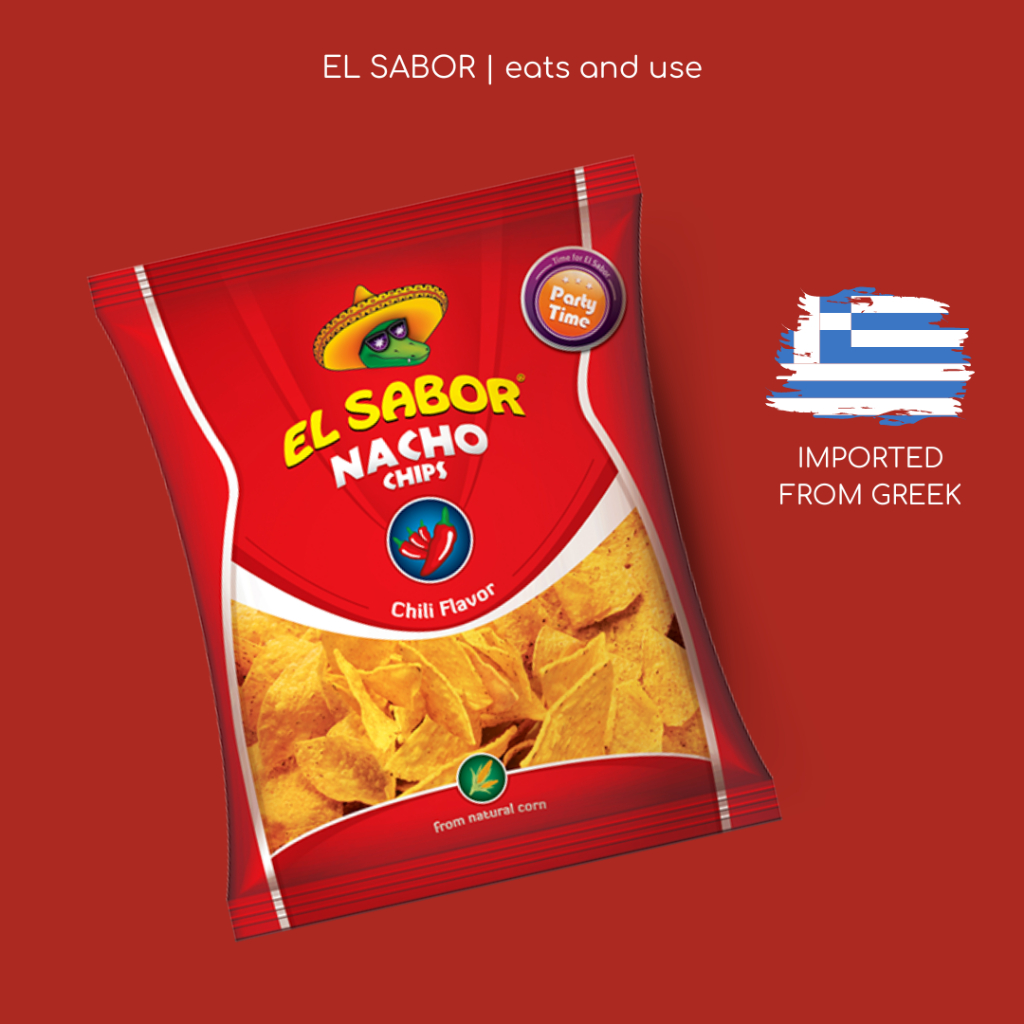 El Sabor Nacho Chips Chili 225g. Crispy Corn Sheet Flavor 225g Imported