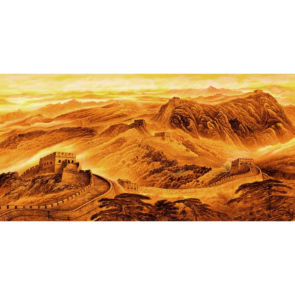Chinese Golden Great Wall Art Canvas Oil Painting Scandinavia Poster