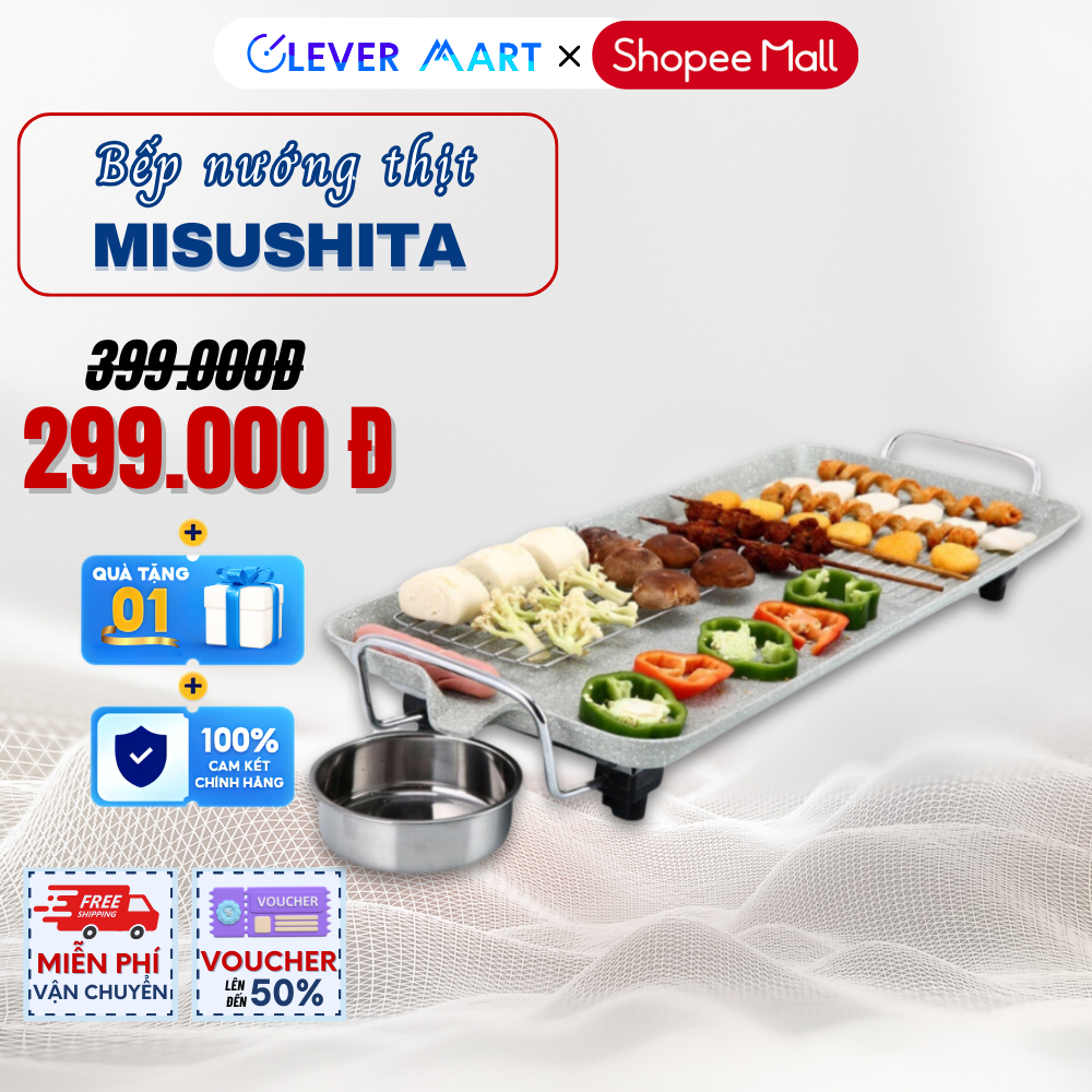 Misushita smokeless electric grill 1500w Premium NonStick Shopee