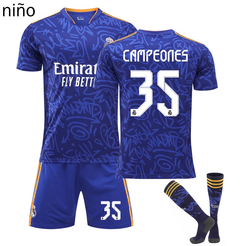 [Child] 2122 Real Madrid away royal blue 35 times champion football