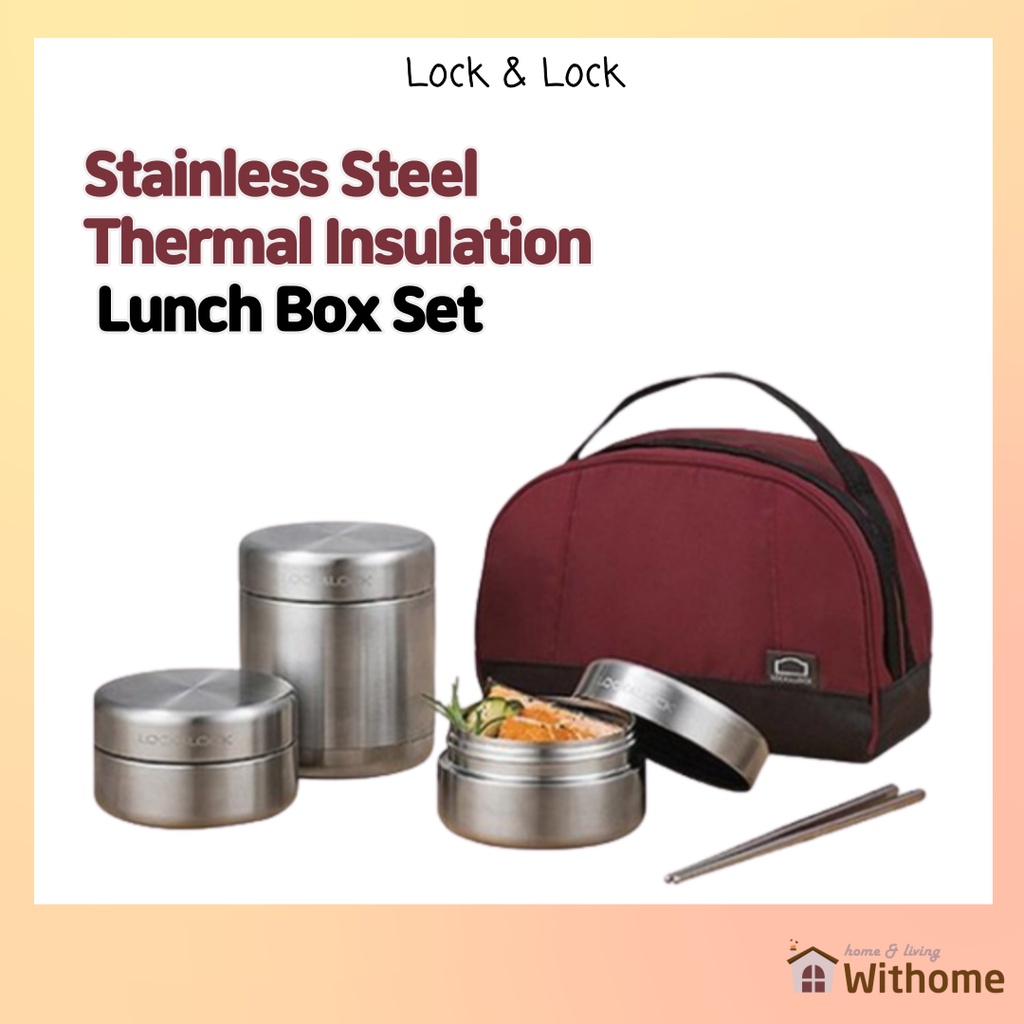 [Lock&Lock] Stainless Steel Thermal Insulation Lunch Box Set