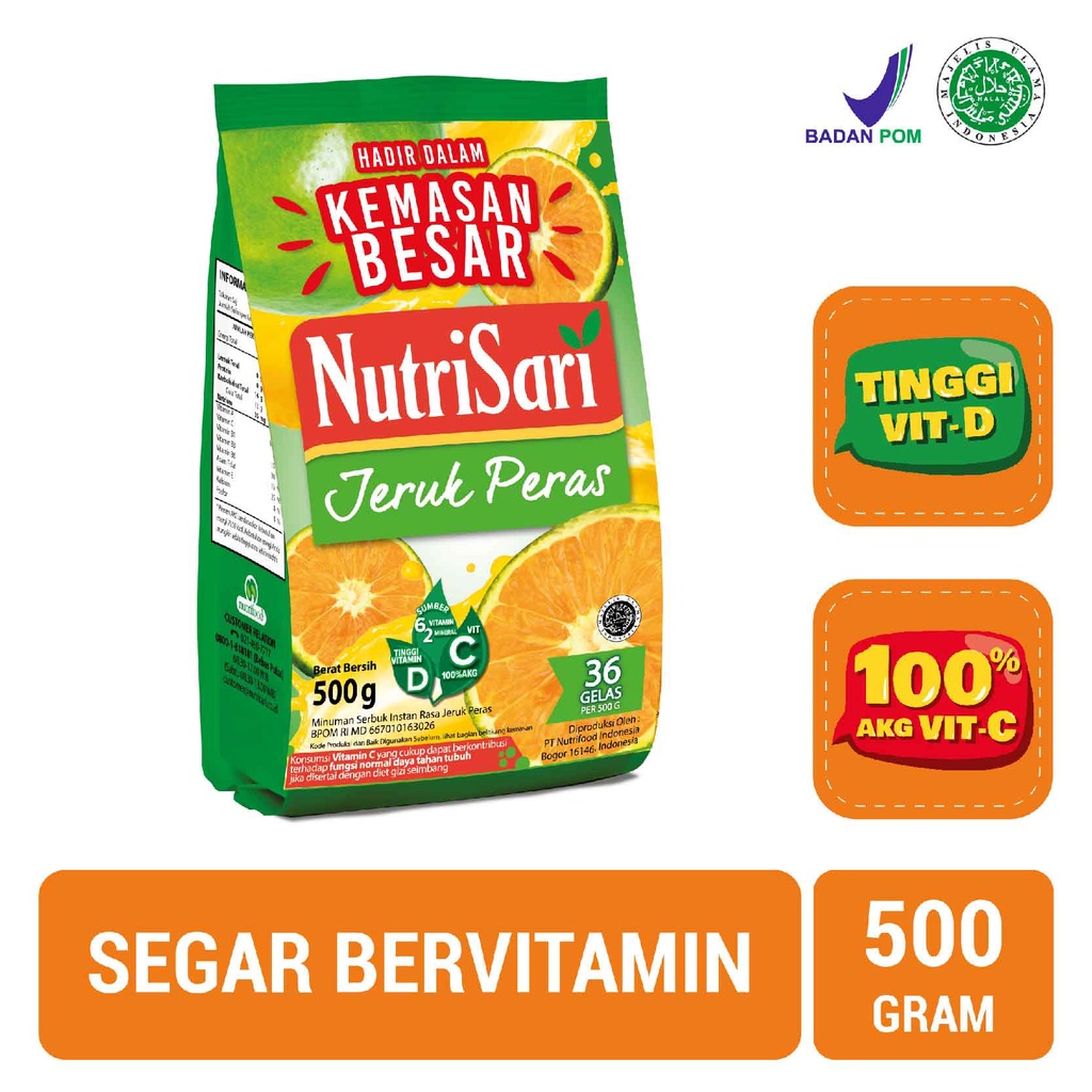 Nutrisari Orange Squeeze Powder Refill 500gr Vitamin C Fruit Drink