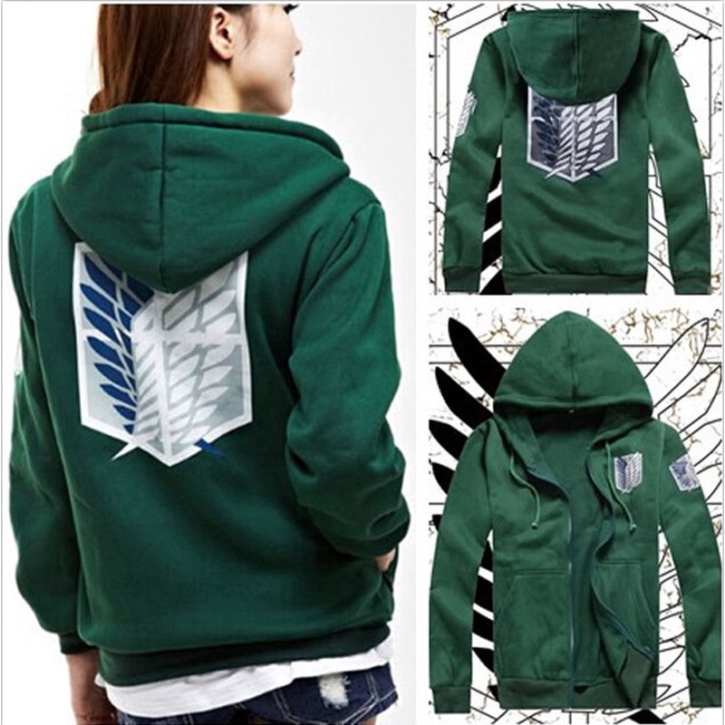 Anime Attack on Titan Unisex Cosplay Costume Green/Black Hoodie
