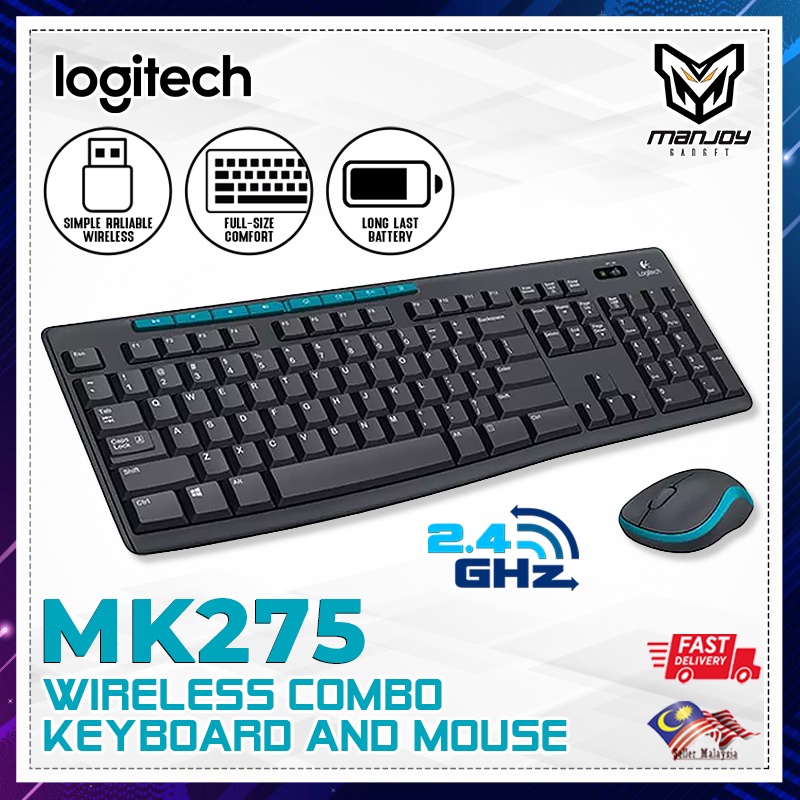 LOGITECH MK275 Wireless Keyboard and Mouse Combo, 2.4 GHz Wireless