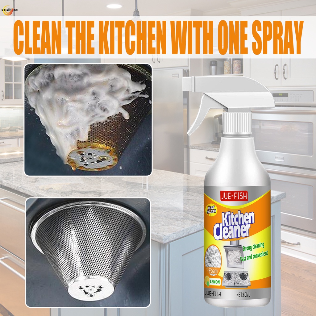 Kitchen Degreaser Foam Cleaner Spray Powerful Stain Grease Remover for Oven All Purpose Kitchen