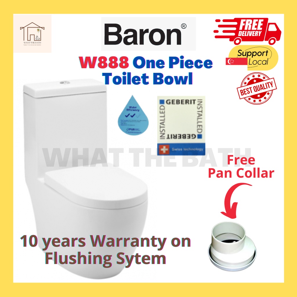 [SG SELLER] Baron brand W888 1Piece Toilet Bowl (Geberit Flushing System) 150mm/250mm/P trap