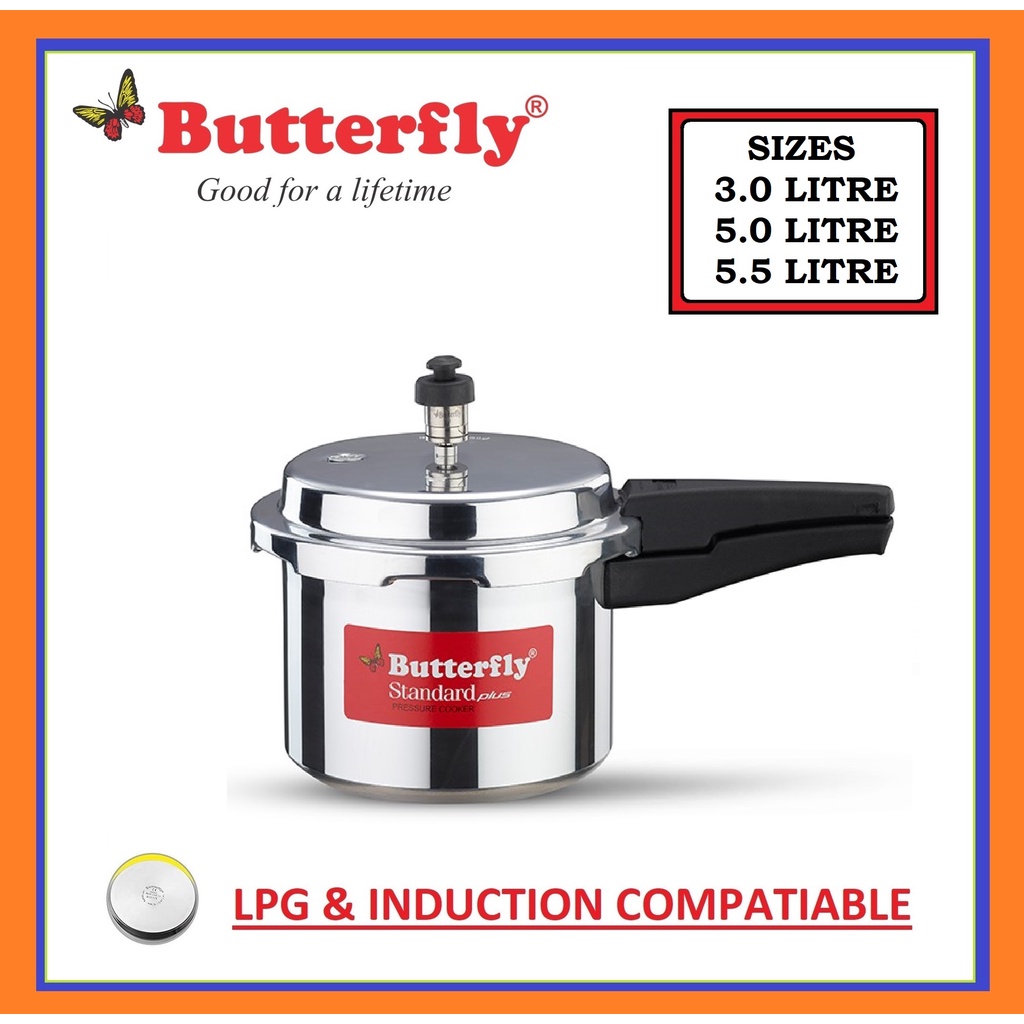 BUTTERFLY STANDARD PLUS ALUMINIUM PRESSURE COOKER 3.0 LITRE / 5.0 LITRE