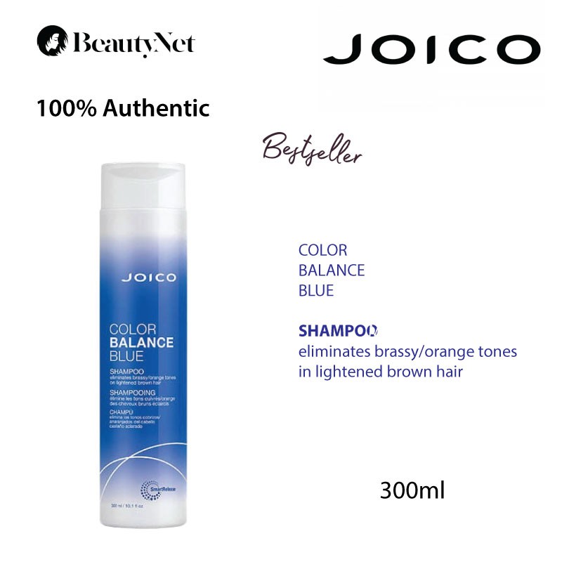 JOICO Color Balance Blue Shampoo, 300ml eliminates brassy/orange
