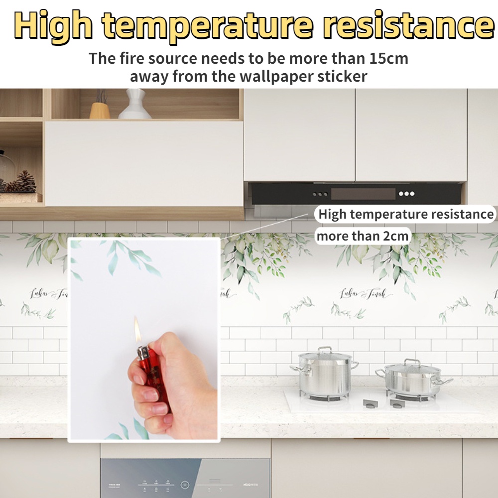 Kitchen Waterproof Wallpaper Self Adhesive Oil Proof Wall Stickers