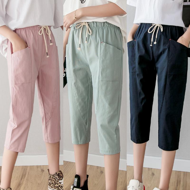 Cotton Hemp Capri Pants Women's Summer New Korean Loose Capri Casual