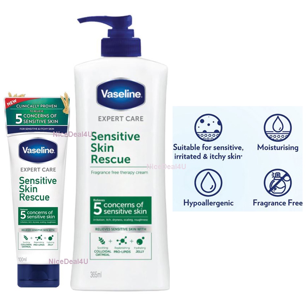 Vaseline Expert Care Sensitive Skin Rescue 100/365ml FragranceFree
