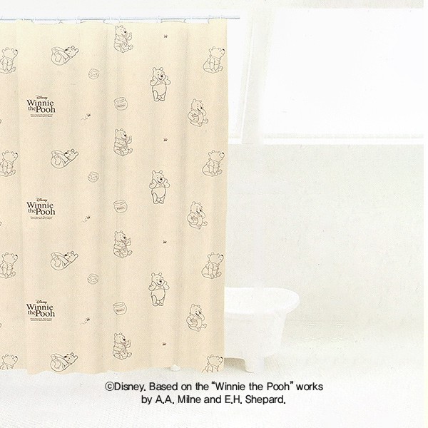 DAISO KOREA X Disney Winnie the Pooh Shower Curtain (Yellow / Pink