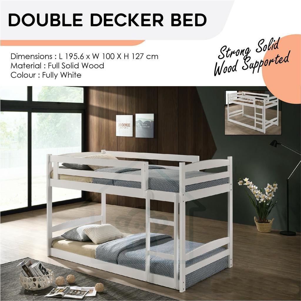 DOUBLE DECKER WOODEN 3' BED/SINGLE BED/SOLID WOOD BUNK BED/DOUBLE