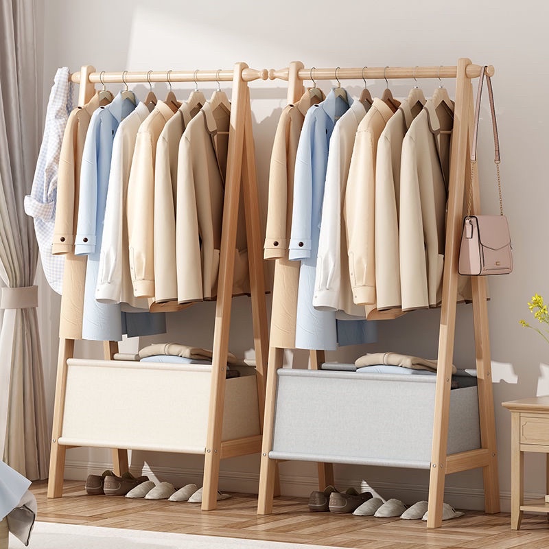 SG STOCKS Bamboo Simple Floor Coat Rack Fabric Hanger Household Bedroom