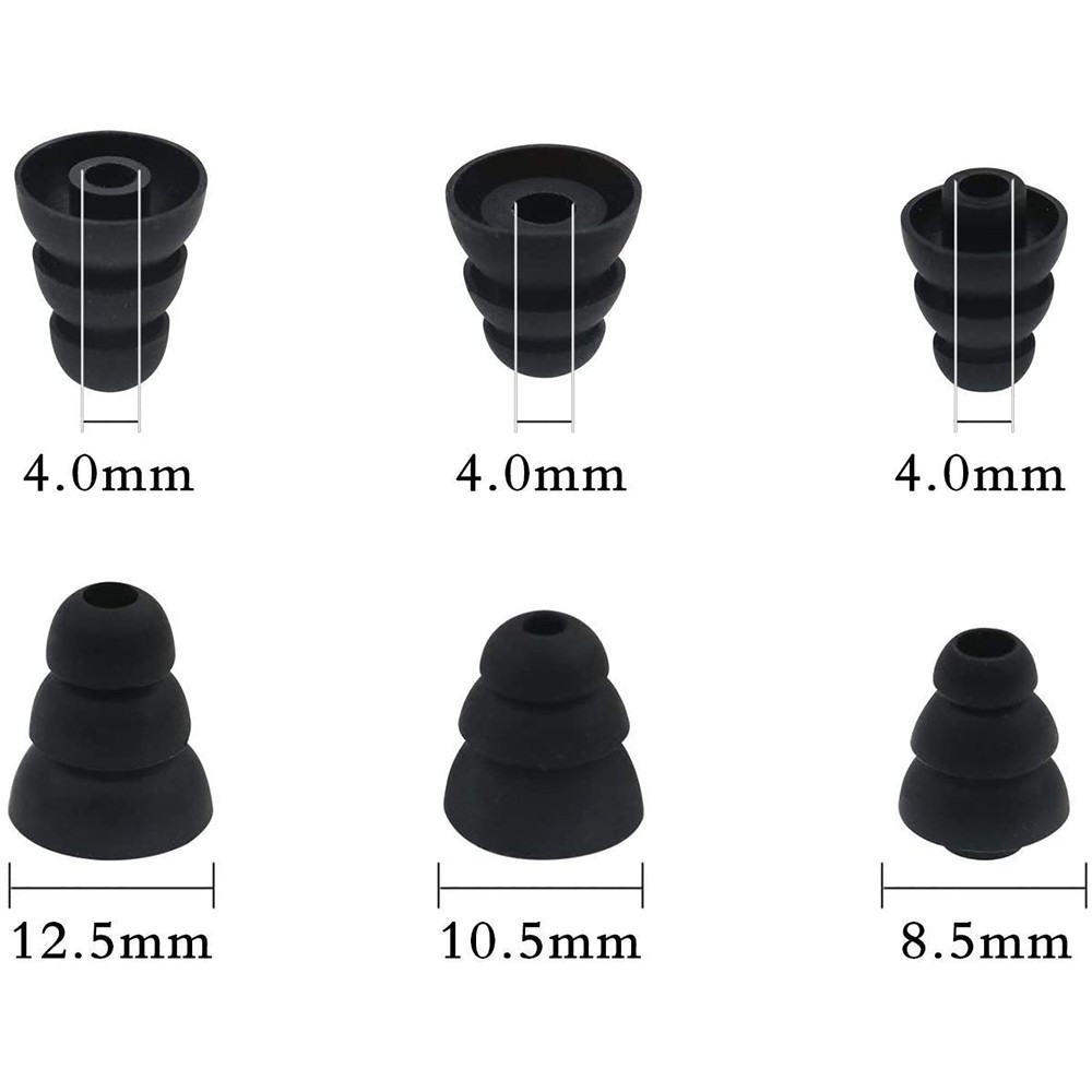 3 Pairs Replacement Triple Flange Conical Ear Tips Earbuds Eartips