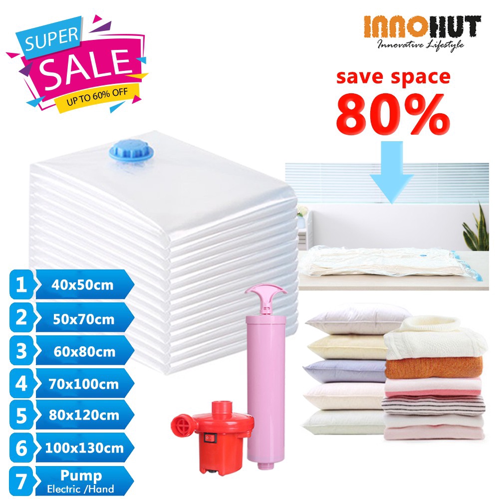 [1PC] Innohut Transparent Vacuum Bag Travel Storage Bag Hand Pump