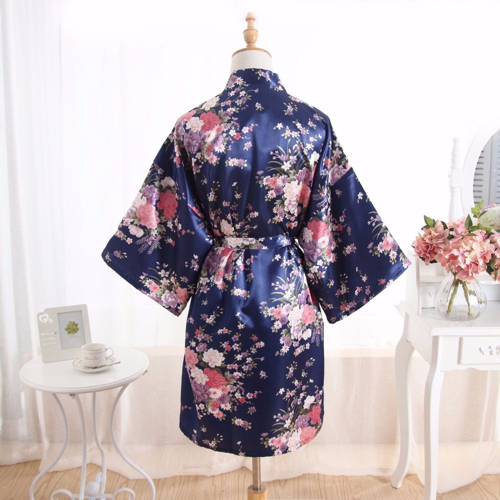 Women Flower printing Bathrobe Robe Wedding Bride Kimono Sleepwear Shopee Singapore