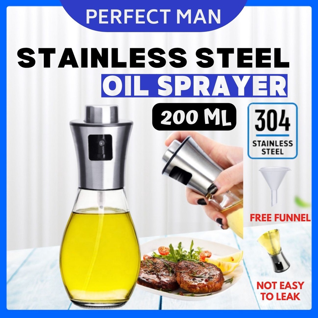 [PM](200ML)Stainless Steel Portable Oil Sprayer Bottle for Air Fryer
