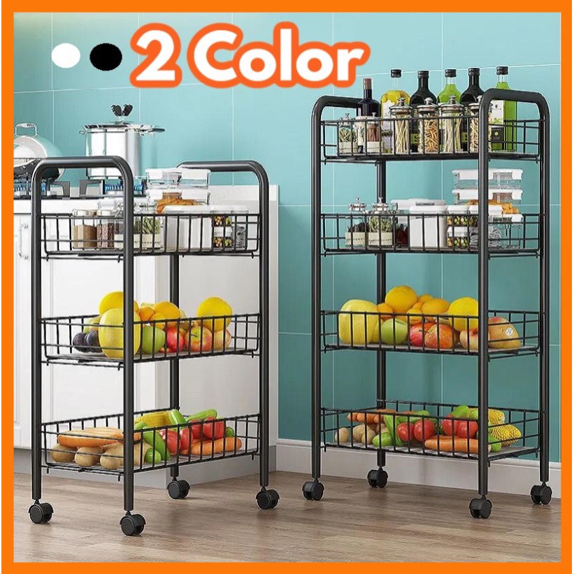 [🔥SG Ready Stock] 2/3/4/5 Tier Rolling Utility Cart Kitchen Trolley