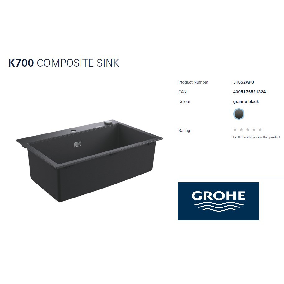 GROHE K700 Composite TopMount Single Bowl Sink Shopee Singapore