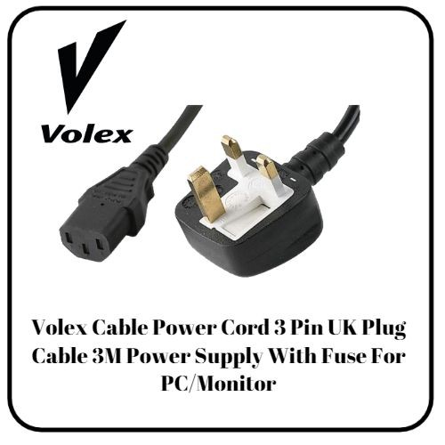 Volex Cable Power Cord 3 Pin UK Plug Cable 3M Power Supply With Fuse
