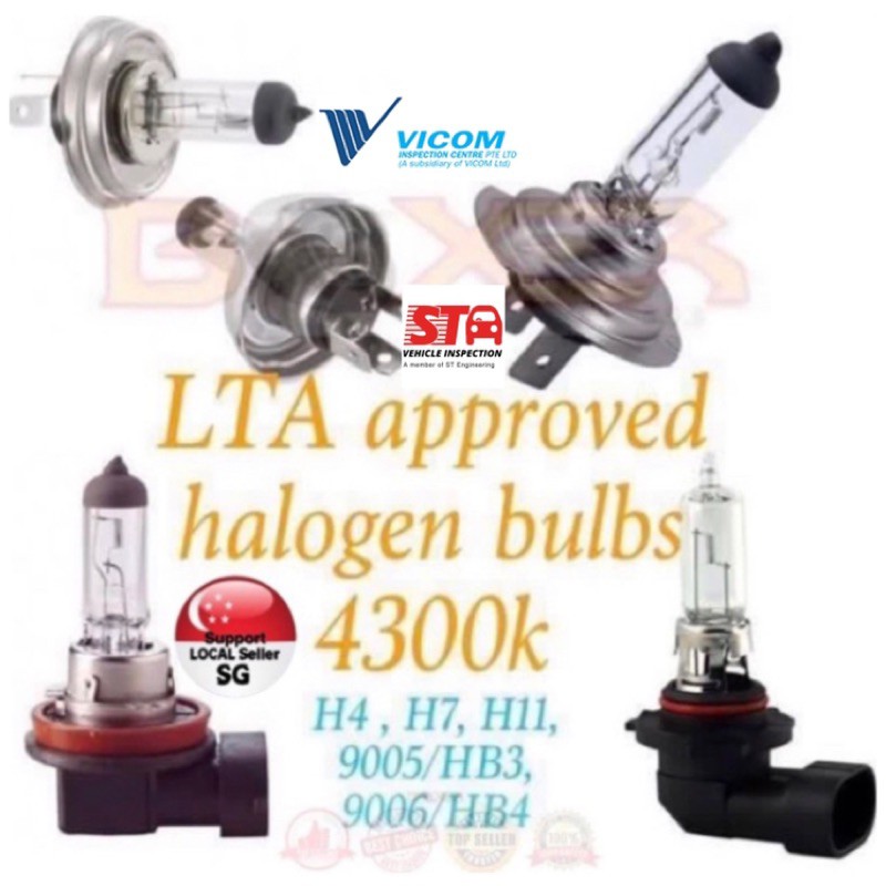 lta APPROVED halogen clear bulbs 3800k 4300k H1H3H4H7H8H119005