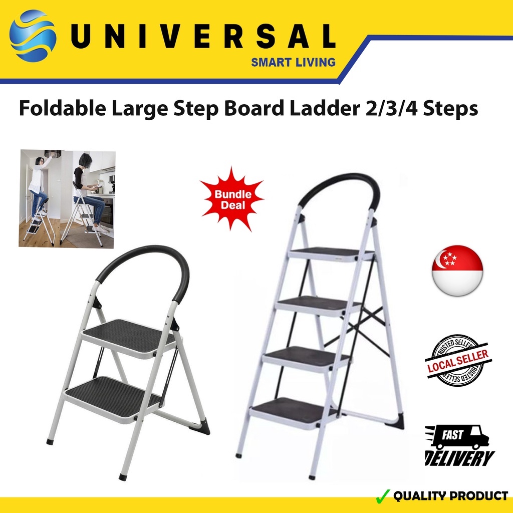 [SG SHOP SELLER] Foldable Large Step Board Ladder 2/3/4 Steps Shopee