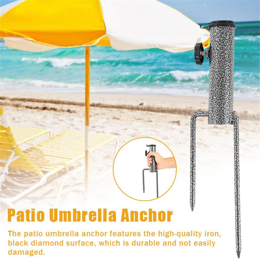 wangsd.sg+Patio Umbrella Iron Anchor Beach Umbrella Heavy Duty Metal Ground Grass Auger Holder