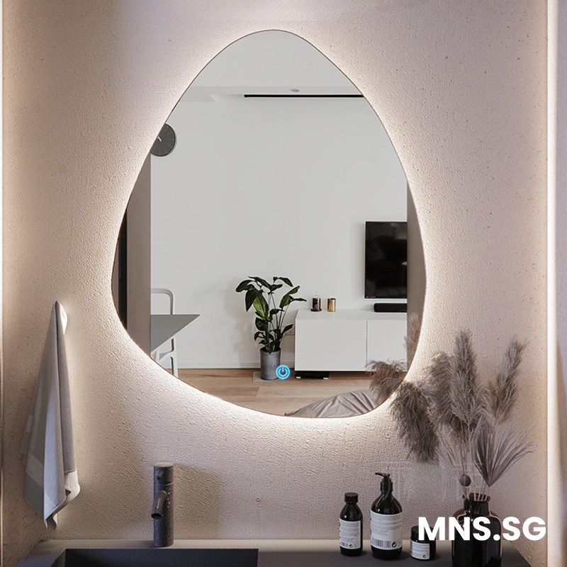MNS Irregular Mirror Smart LED Toilet Mirror Water Drop Bathroom Mirror