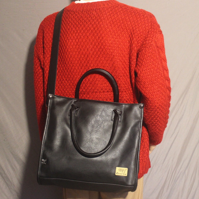 Men Street Fashion Messenger Bag Shoulder Bag Retro Leather Large