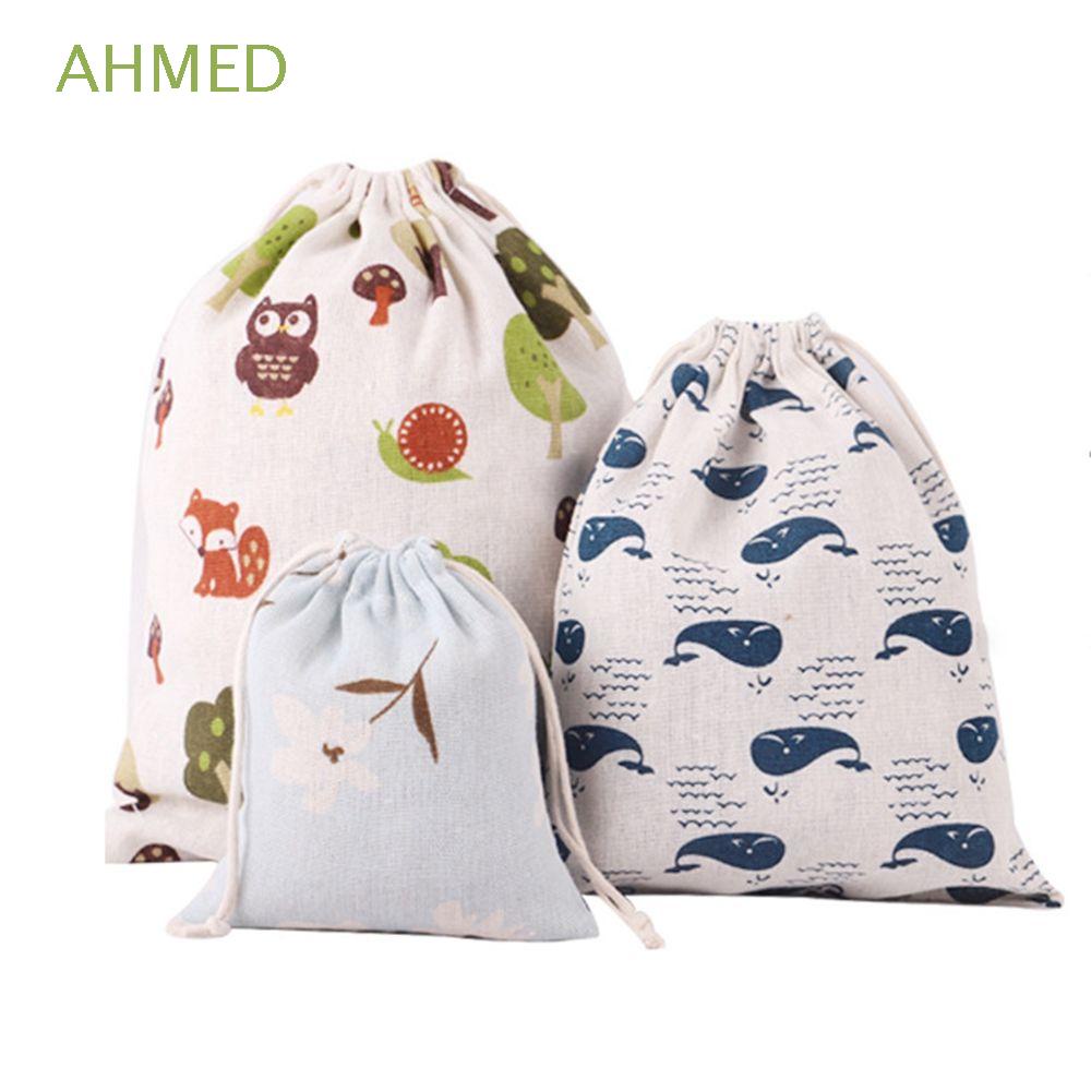 AHMED Cartoon Drawstring Bag Fabric Travel Organizer Storage Bag