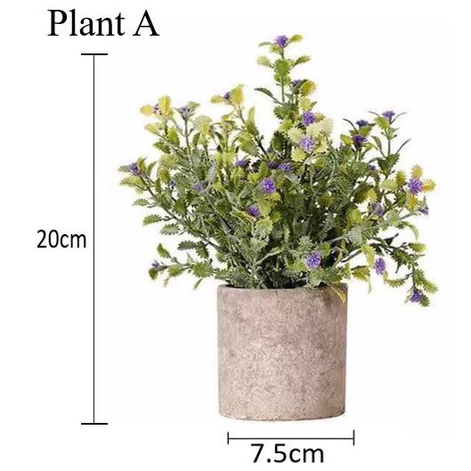 Small Potted Artificial Table Plants, Mini Fake Rosemary Plant Faux Flower Houseplants for Home