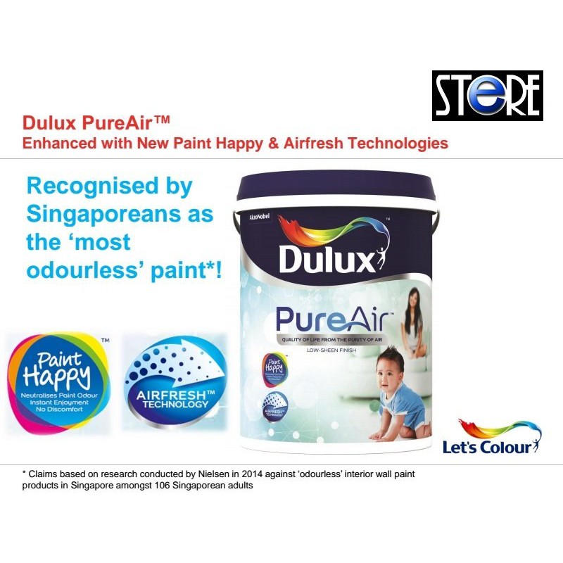 Dulux PureAir Odourless Air Purifying Paint 5L (Mould and Fungus Resistance) *Free Shipping