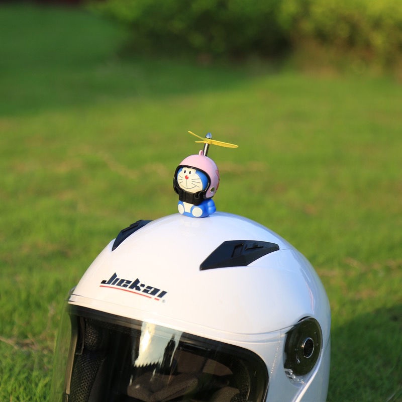 Doraemon with Bamboo Dragonfly Helmet, Car Mounted Straw, Bicycle Bell