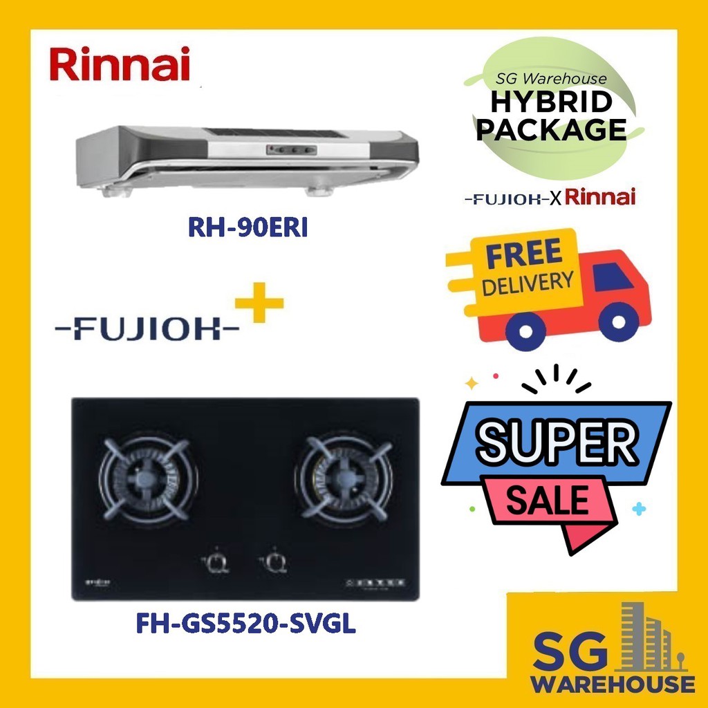 FUJIOH X RINNAI COMBO [FHGS5520SVGL Fujioh Glass Cooker Hob GS5520