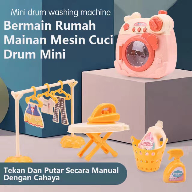 MESIN [OL] Kids toys Set Mini washing machine Manual washing machine