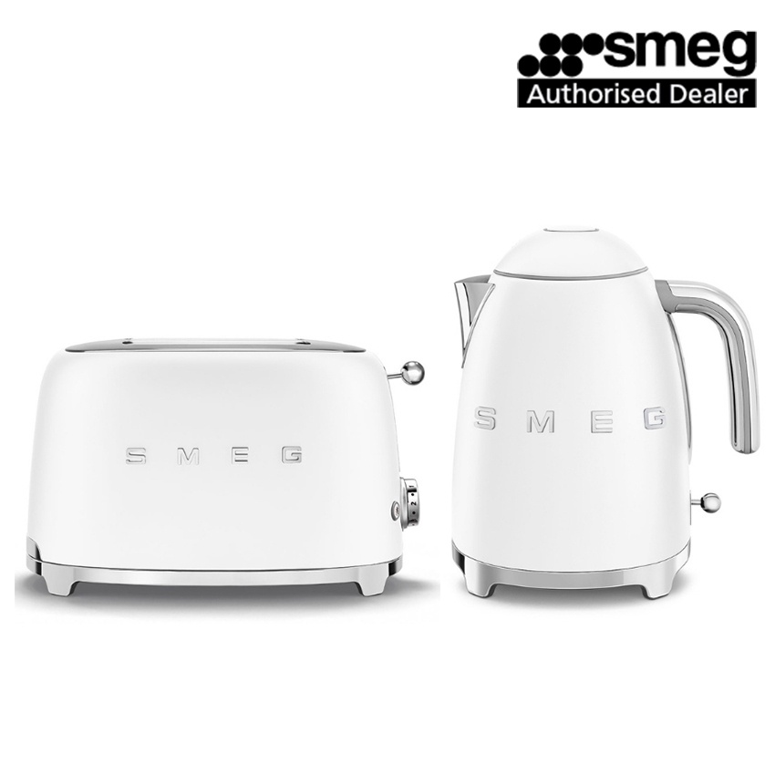 Smeg Breakfast Set Kettle KLF03WHMUK + Toaster TSF01WHMUK (Matte White