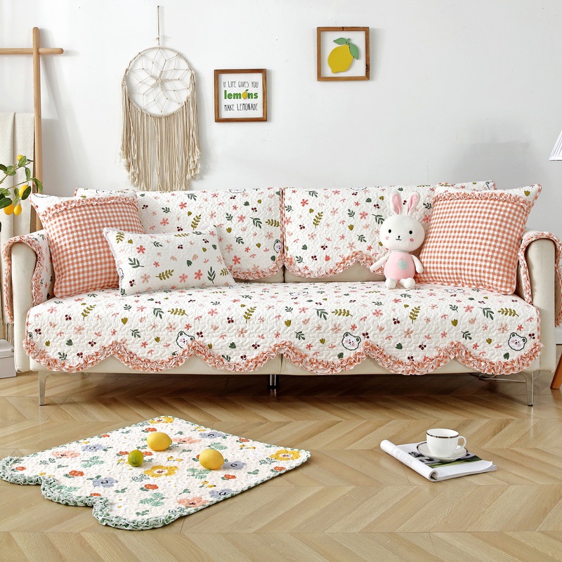 2023 New Flower Sofa Cover Cotton Slipcover Cushion Backrest Armrest