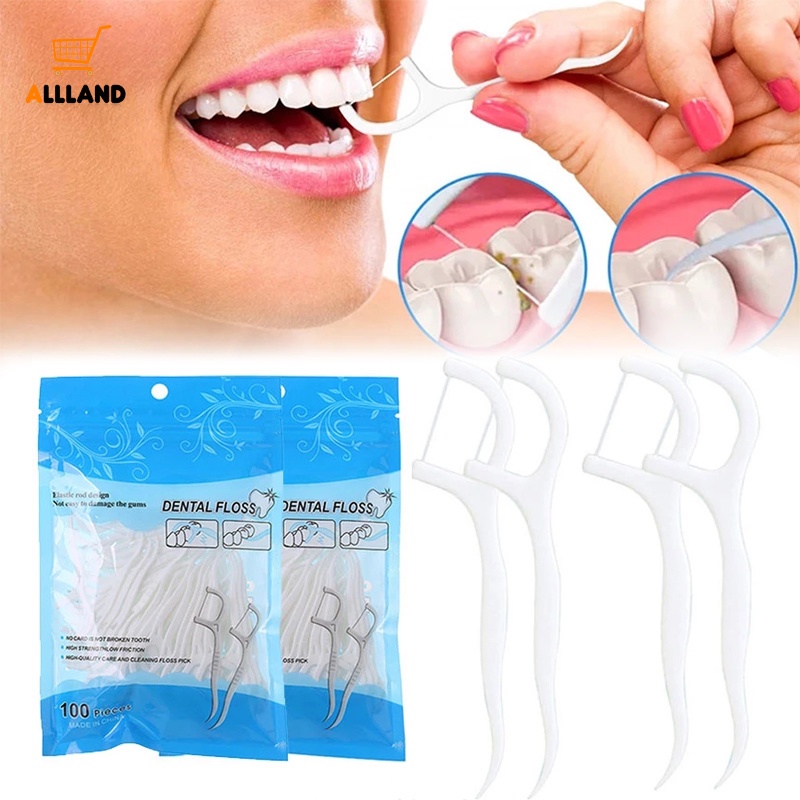 100 Count Portable Disposable Dental Flossing/ Comfortable Light Soft Interdental Cleaning Line