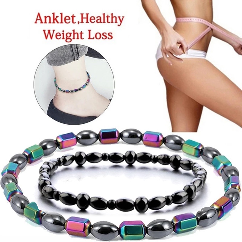 Weight Loss Anklets for Men Women Black Gallstone Stone