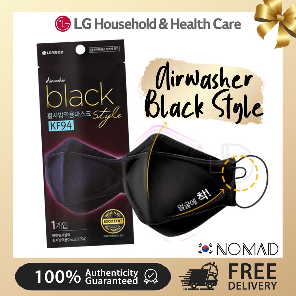 LG Health Care AirWasher Style Black KF94 Mask, 3D Structure