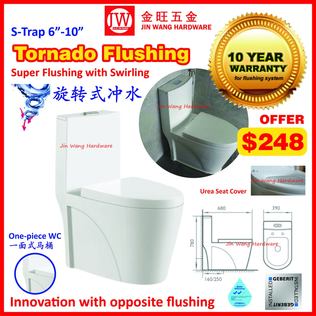 OnePiece Toilet Bowl Tornado Super Flushing Geberit System 8116