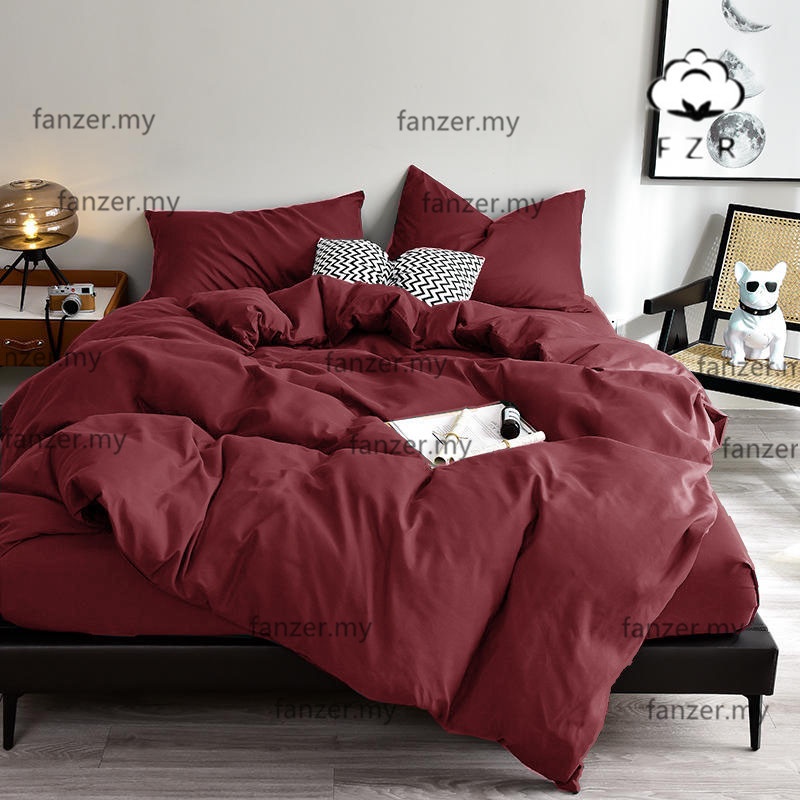 1pc Plain Quilt Cover Solid Color Duvet Covers Soft Fabric Single Queen