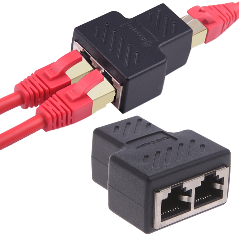 1 To 2 Ways LAN Network Cable RJ45 Female Splitter Connector
