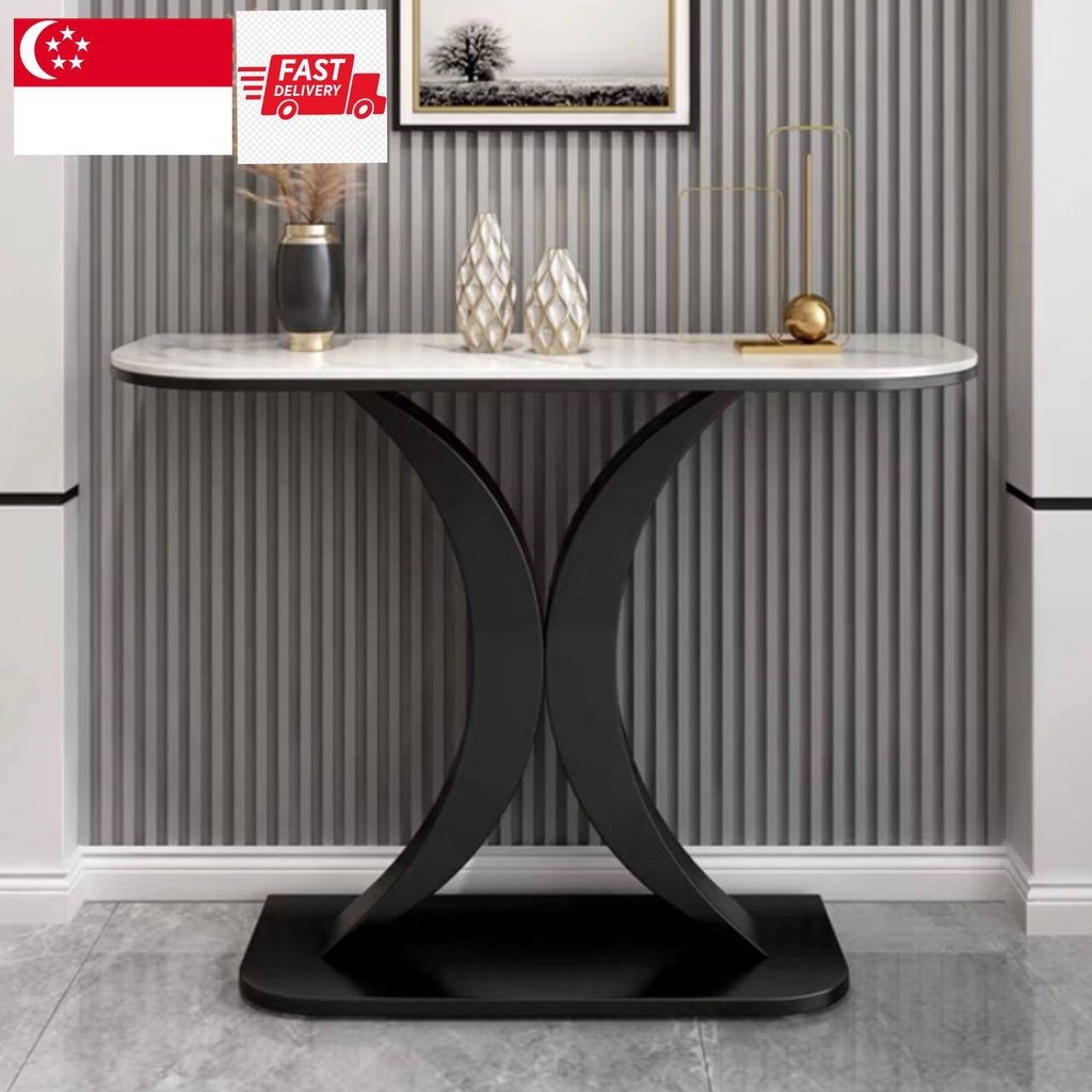 SG Aubrie luxury slate porch table against the wall wrought iron living